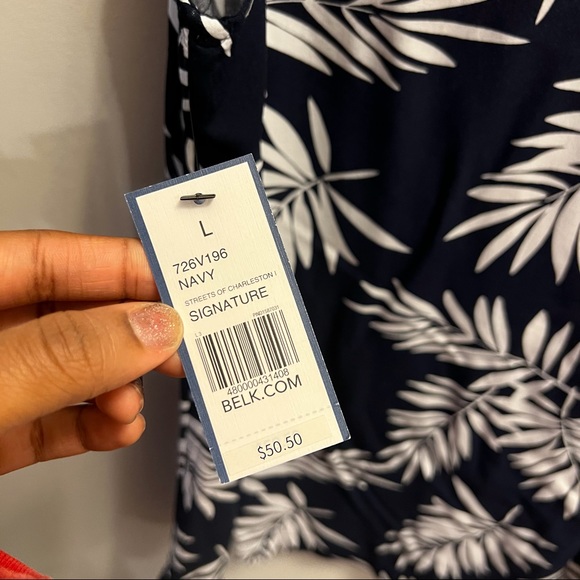 Navy blue white blouse - Picture 5 of 5